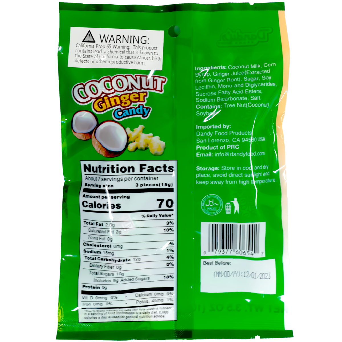 Dandy&#39;s Coconut Ginger Candy 100g