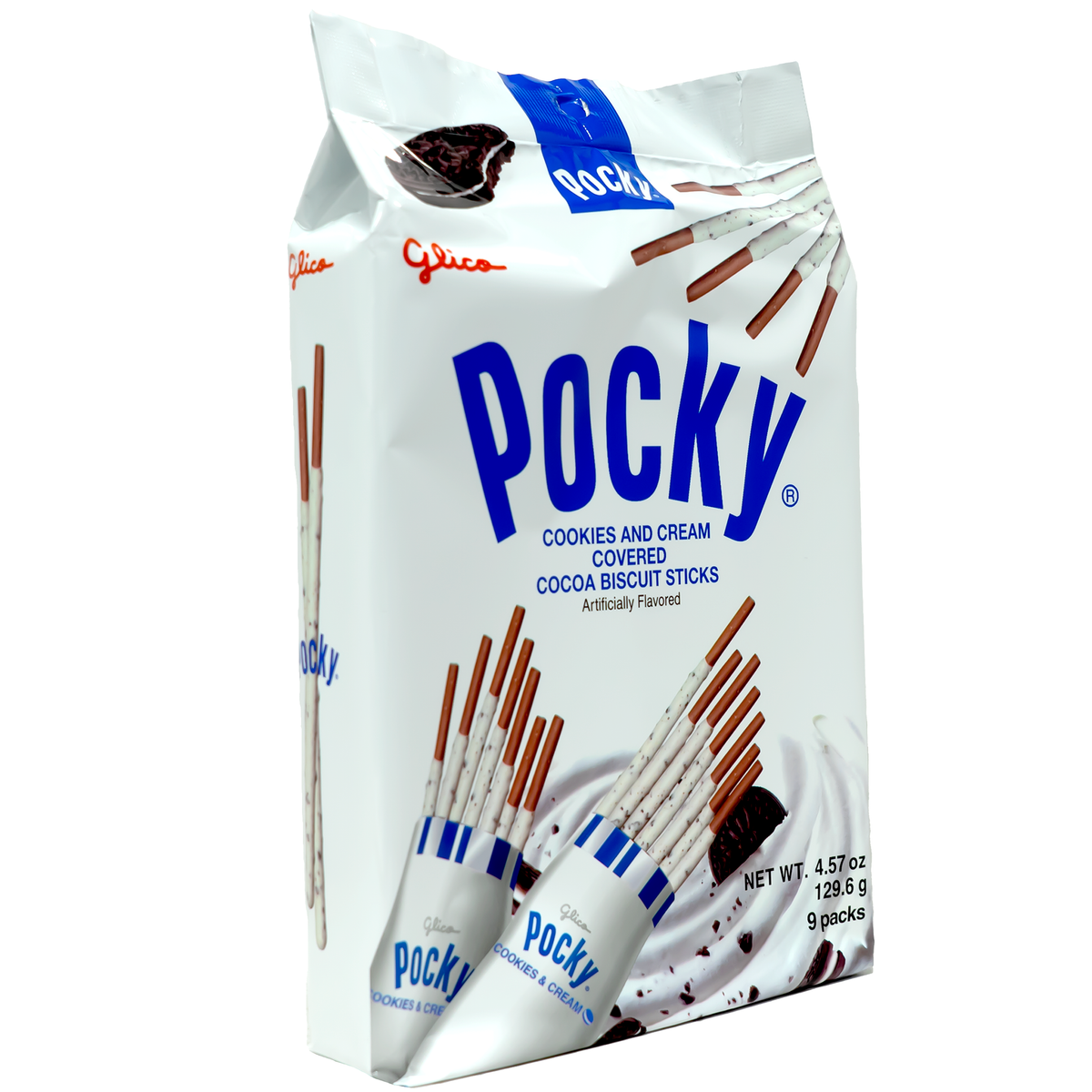 Glico Pocky Cookies Cream Covered Biscuit Sticks Family Size 129.6g