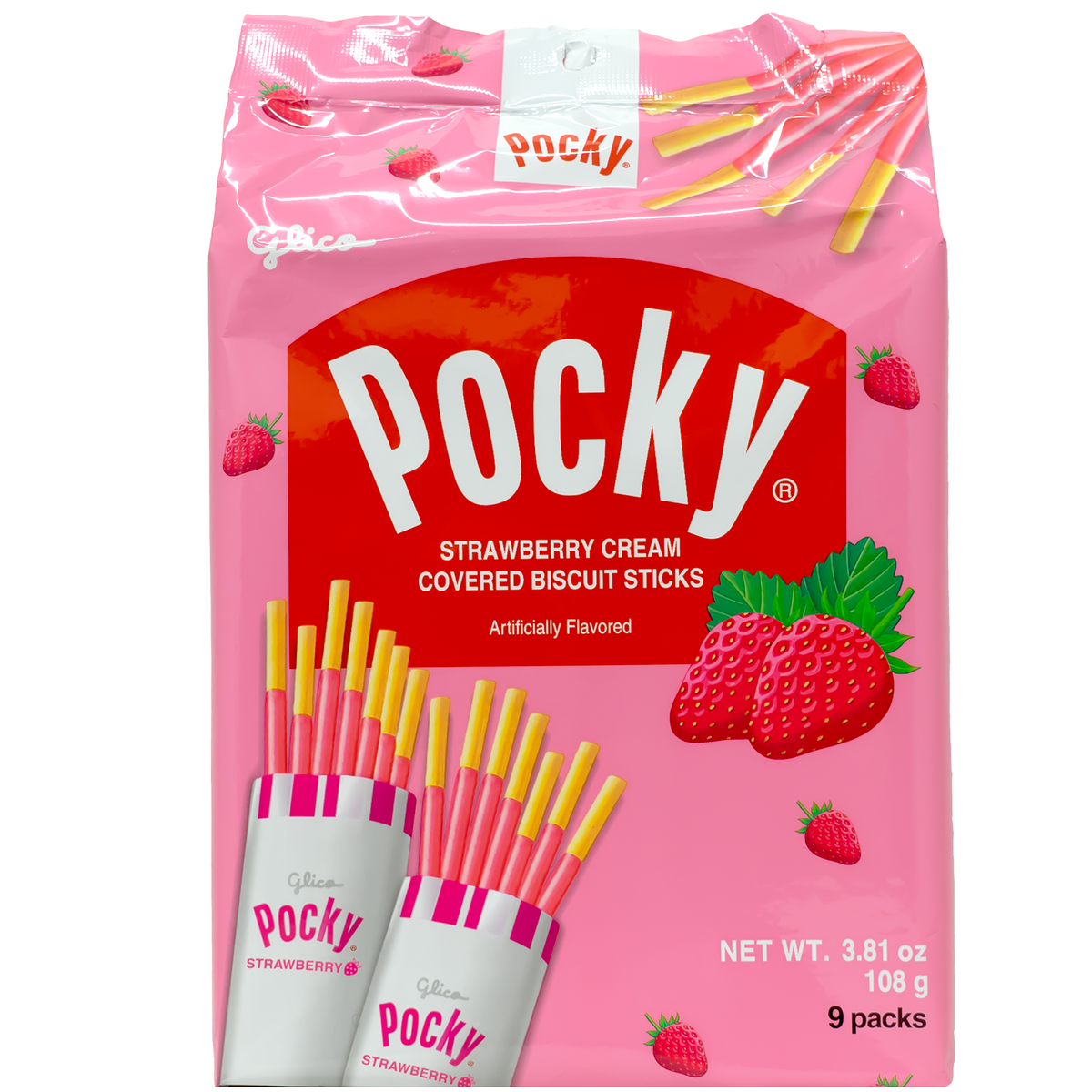 Glico Pocky Family Size Strawberry Cream Covered Biscuit Sticks 3.81 oz