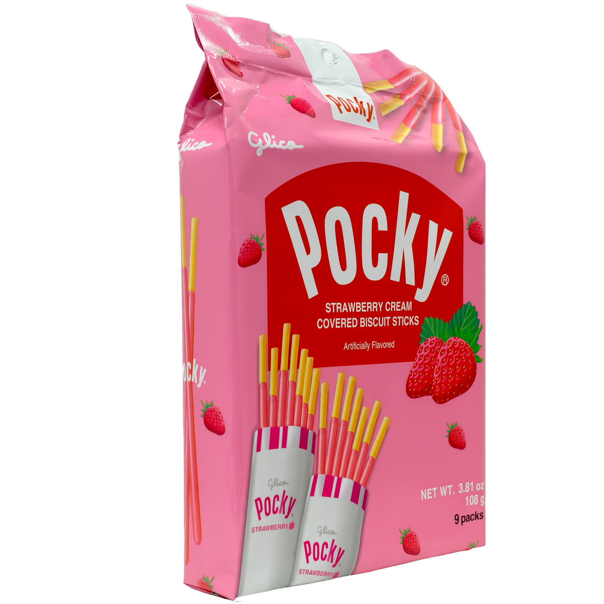 Glico Pocky Family Size Strawberry Cream Covered Biscuit Sticks 3.81 oz
