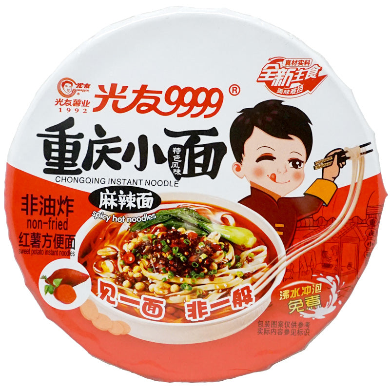 top view OF Guangyou Chongqing Sweet Potato Instant Noodle Spicy Hot Flavor 105g