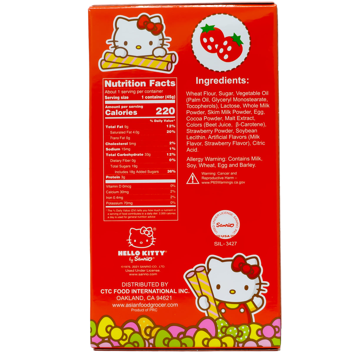 Hello Kitty Wafer Cookies Strawberry Flavor 45g