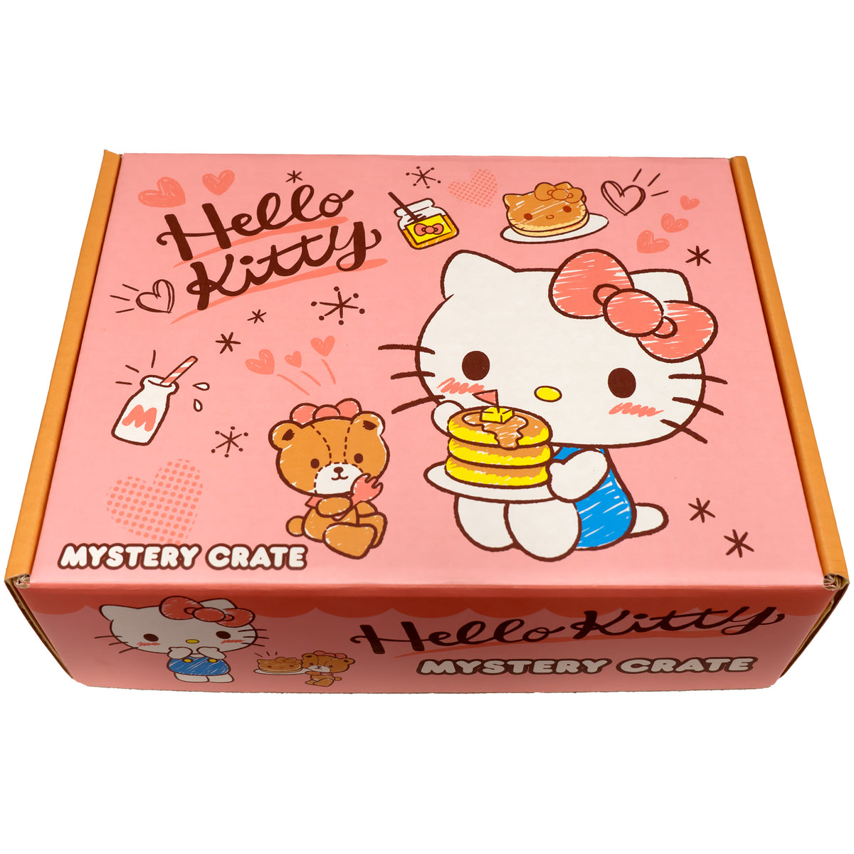 Hello Kitty Mystery Snack Crate closed shown from a top angle so you can see how the crate look from the top and the front