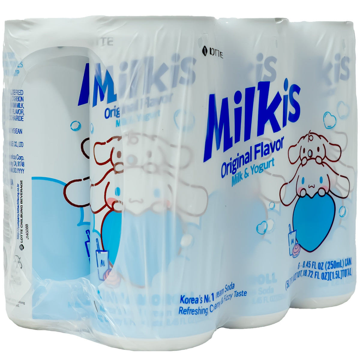 Lotte Milkis Carbonated Drink Milk Yogurt Flavor 250ml - 6 Cans