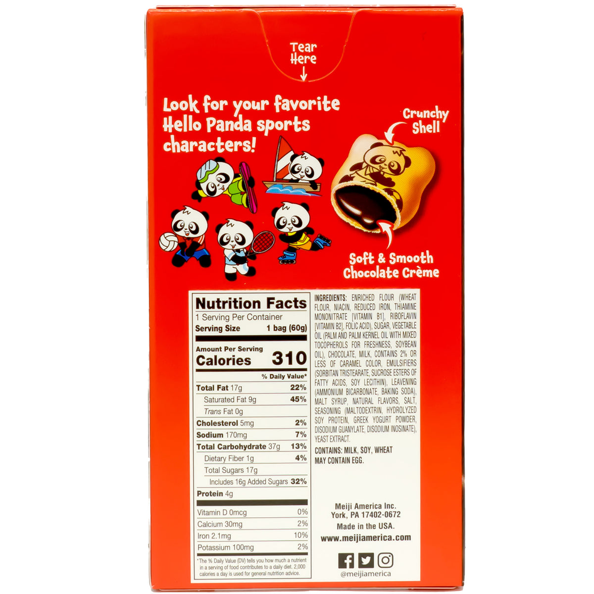 Meiji Hello Panda Cookies Filled with Chocolate Cream 60g