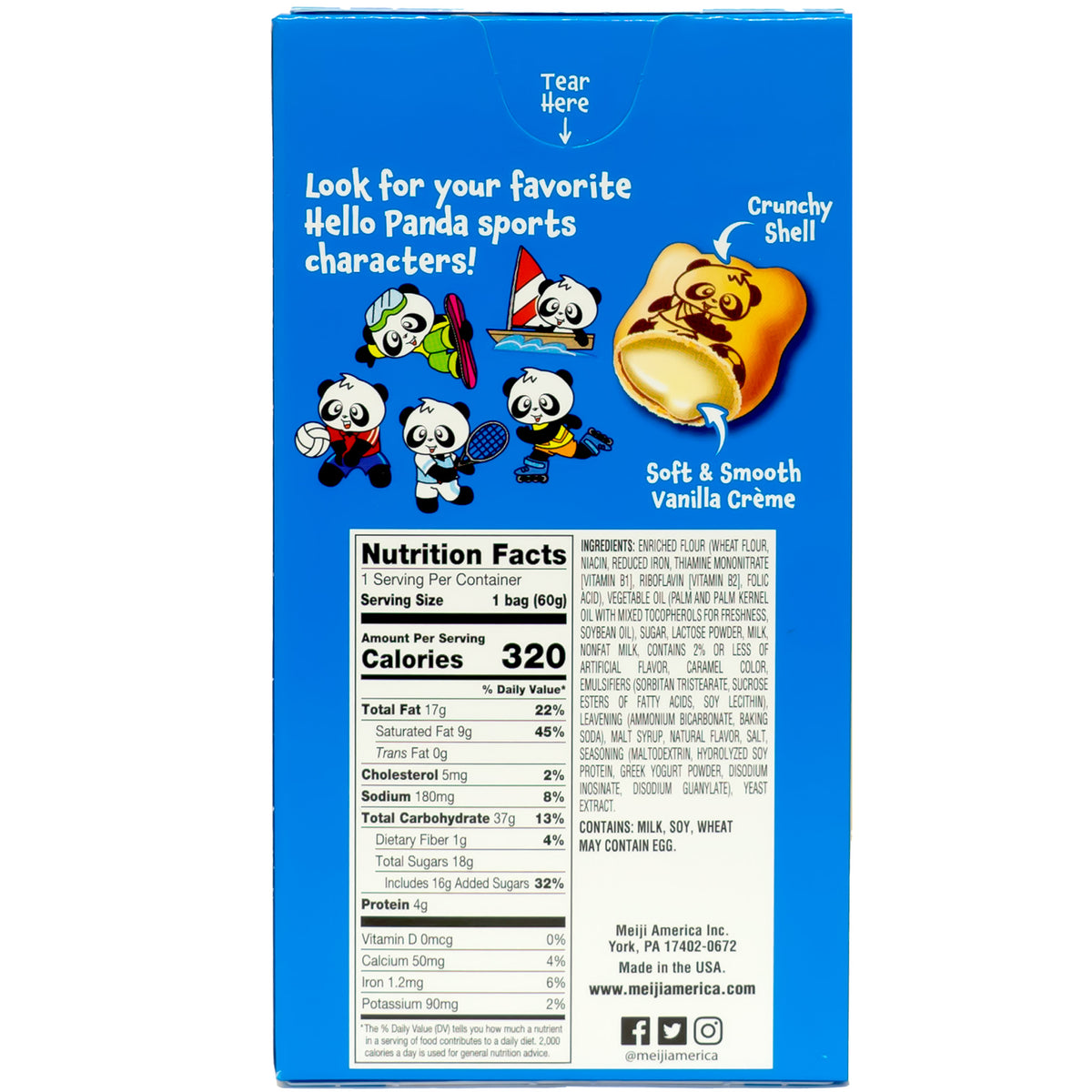 Meiji Hello Panda Cookies Filled with Vanilla Cream 60g