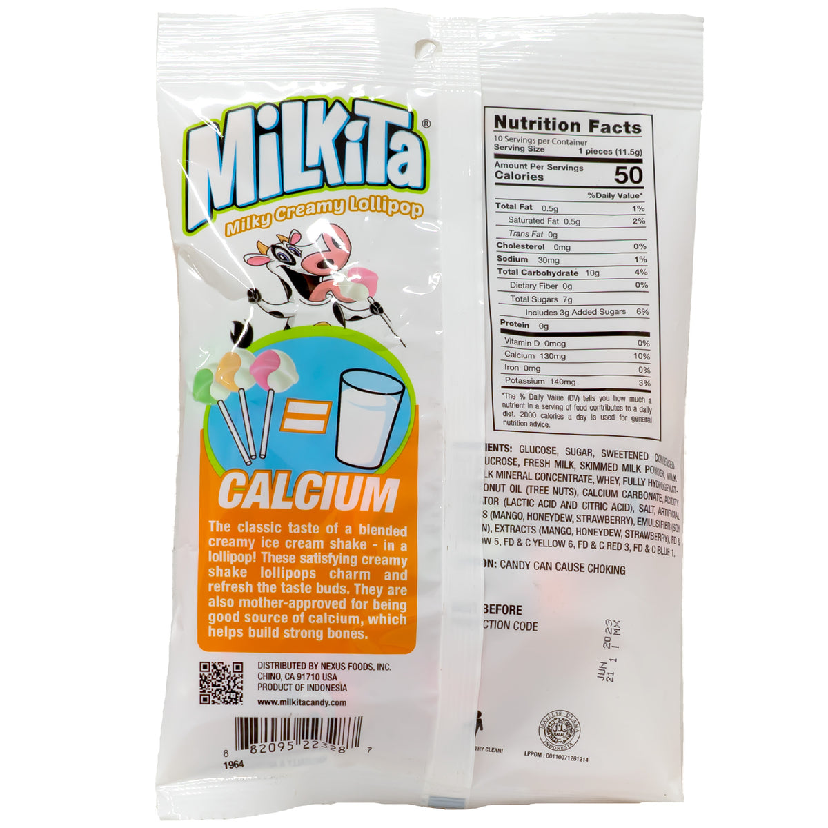 Milkita Creamy Shake Lollipop Fruity Mix Flavors 115g