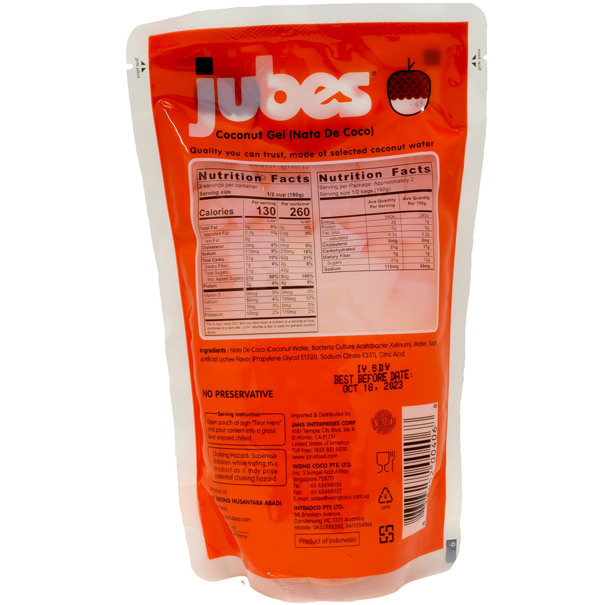 Wong Coco Jubes Nata De Coco Lychee Flavor 360g
