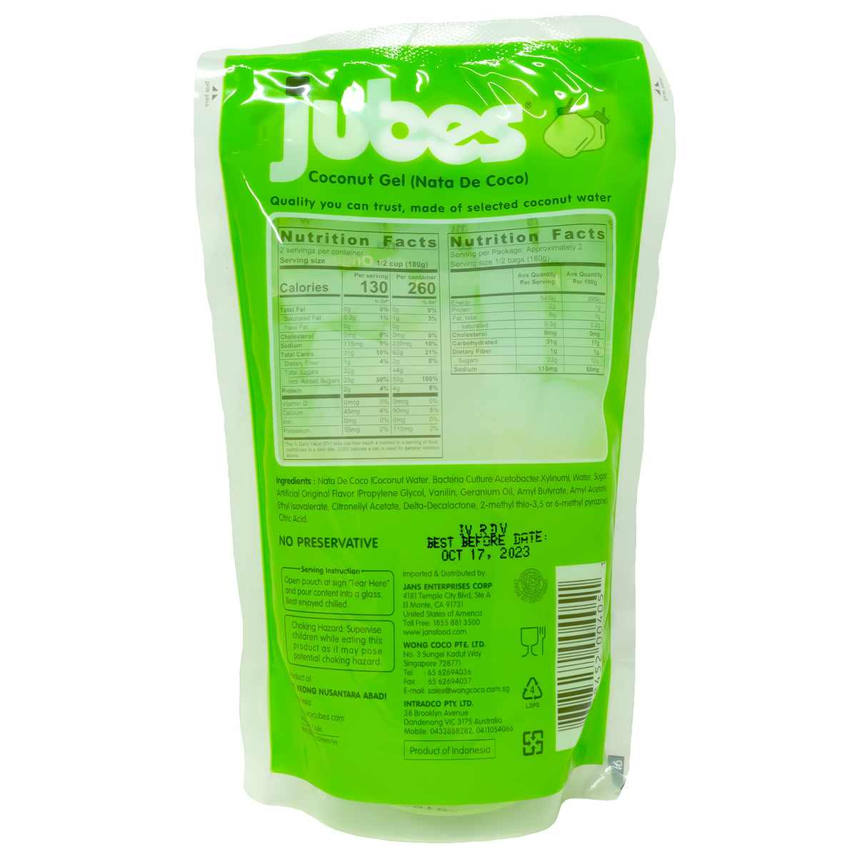 Wong Coco Jubes Nata De Coco Original Flavor 360g