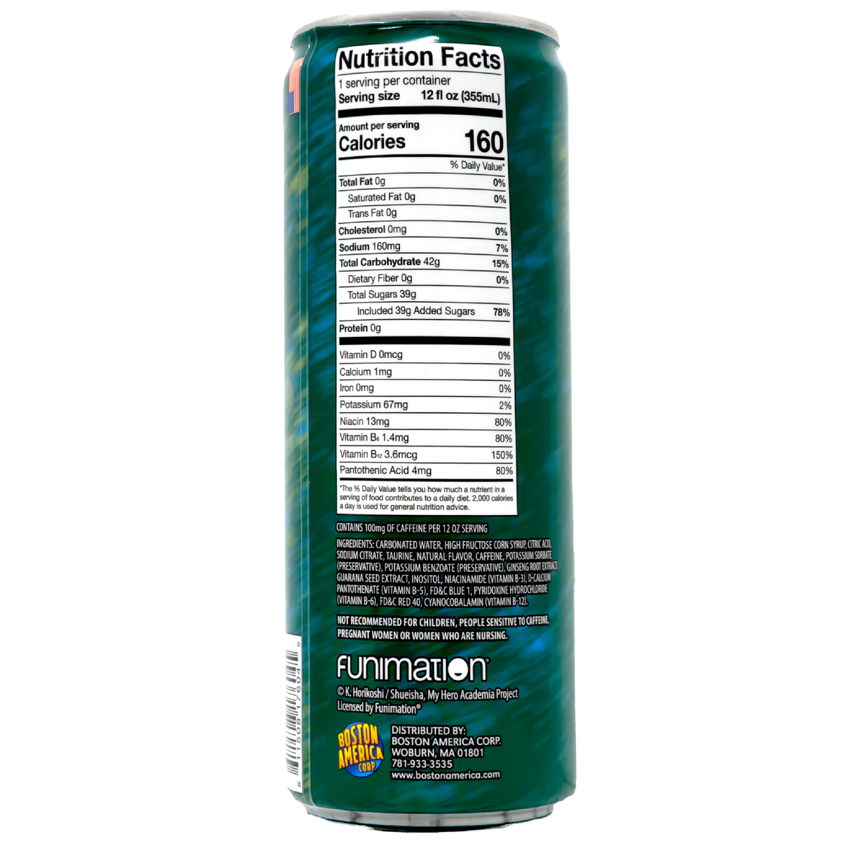 Back of can which include nutrition label and ingredients