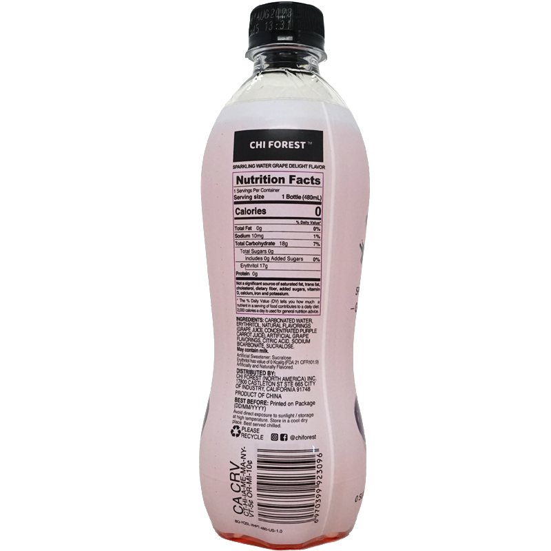 Genki Forest Soda Water Grape Delight Flavor 480ml