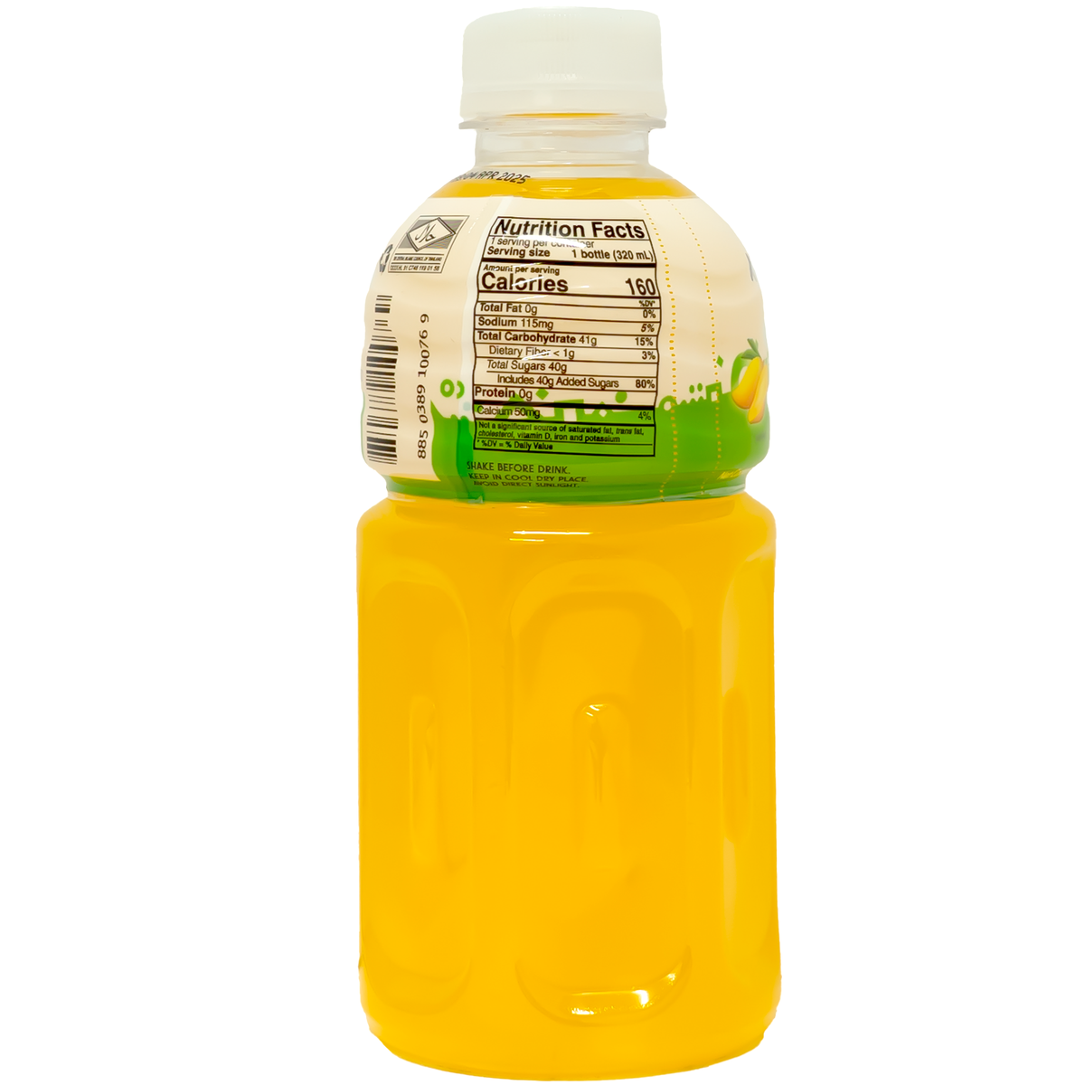 Back of bottle which includes nutrition label and ingredients