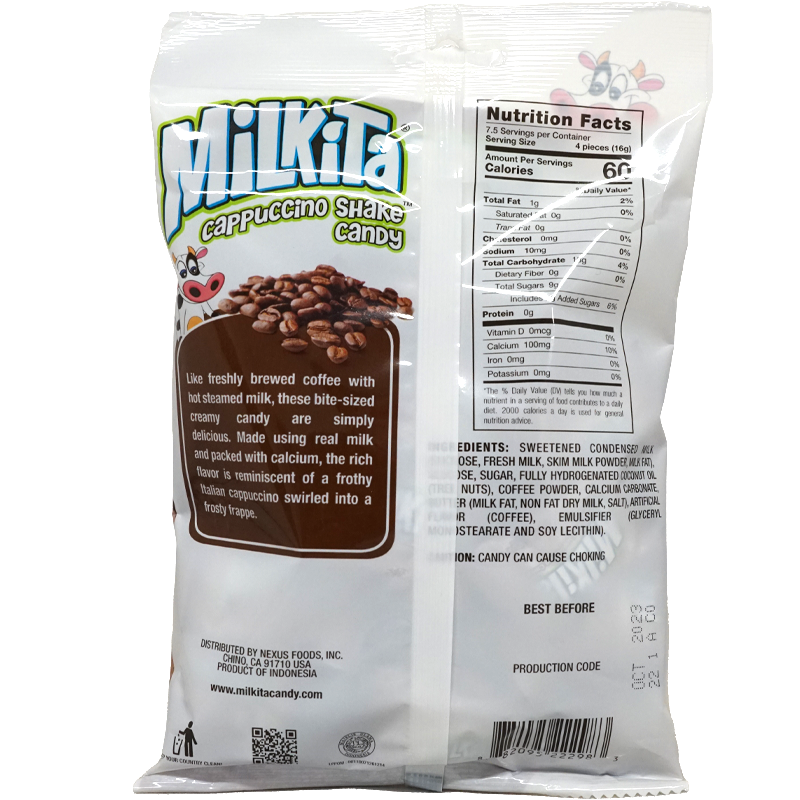 Back of product containing nutrition label and ingredients