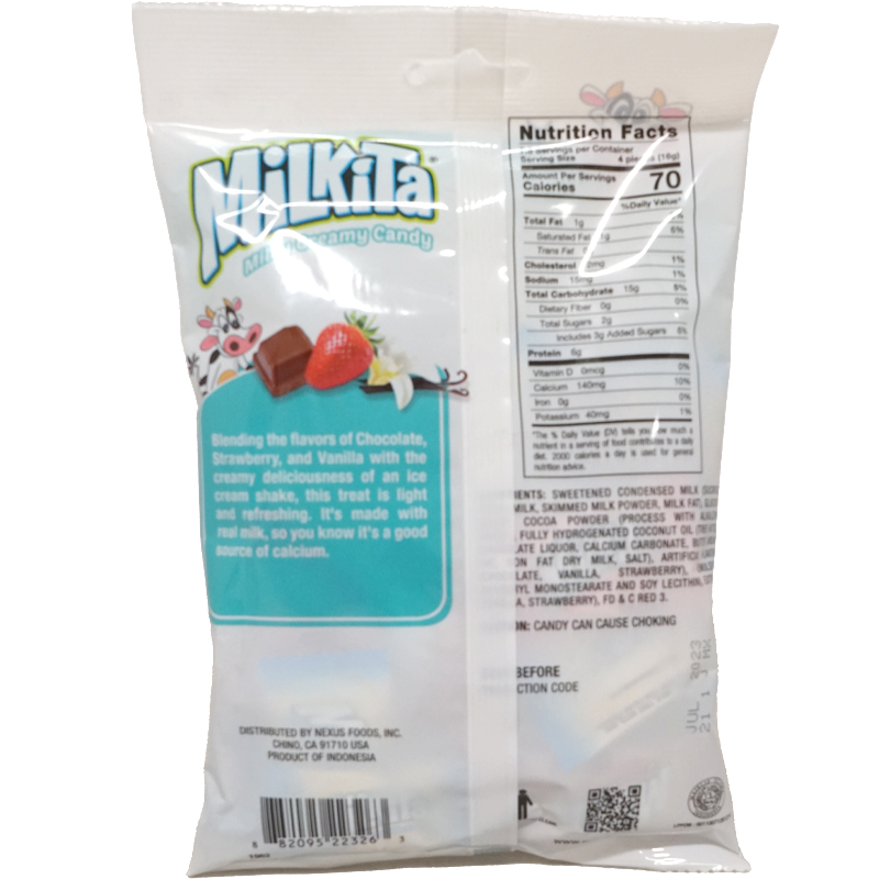Back of the product which contains nutrition label and ingredients