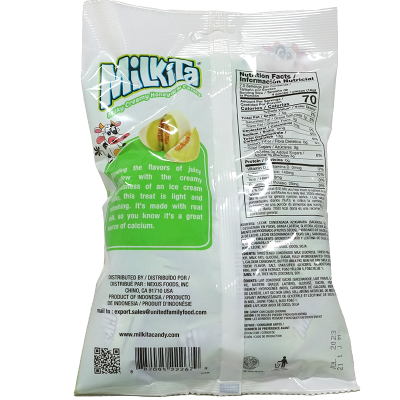 Back of the product which contains nutrition label and ingredients