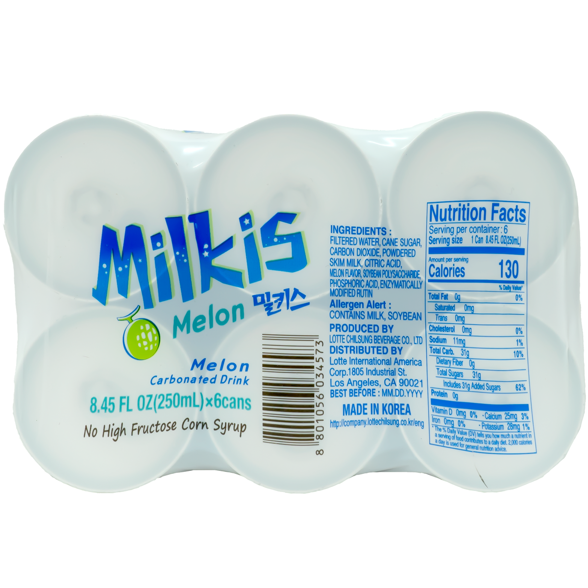 Lotte Milkis Carbonated Drink Melon Flavor 250ml*6*5