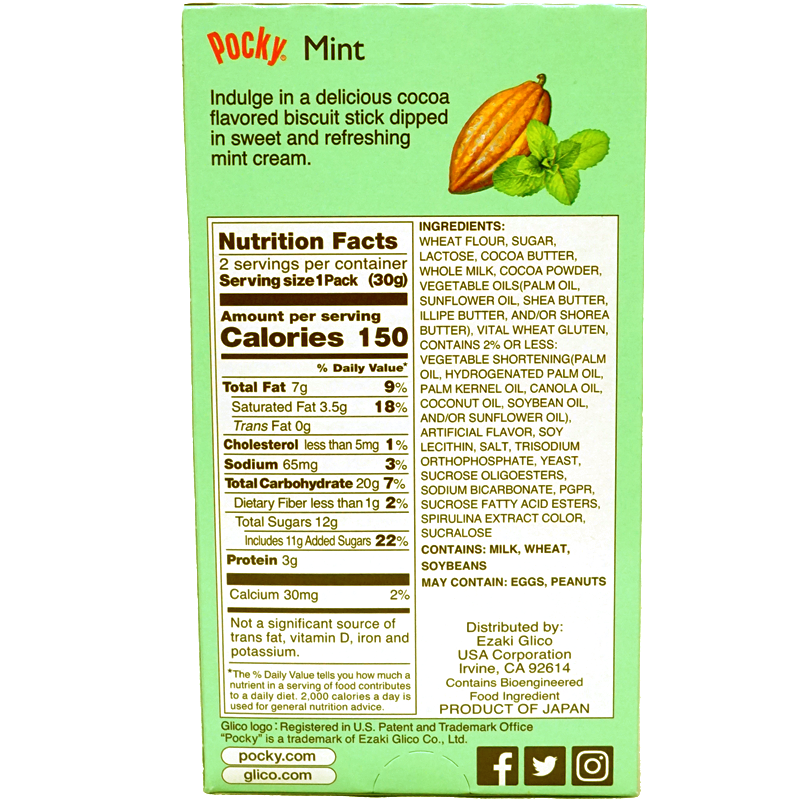 Glico Pocky Chocolate Mint Flavor 2 Packs 60g