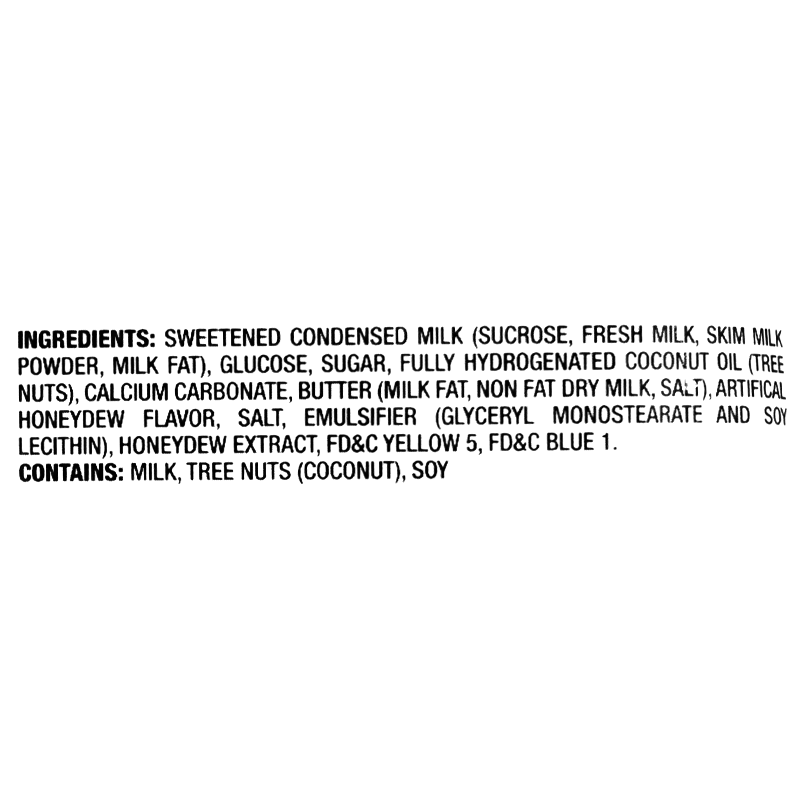 Ingredients contain milk, coconut and soy