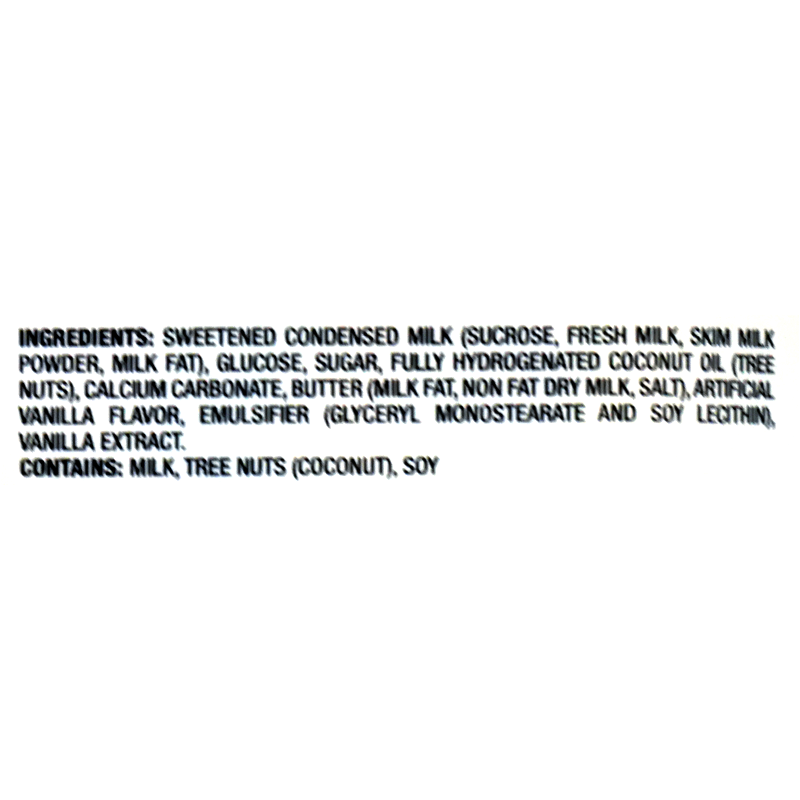 Ingredients contains milk, coconut and soy