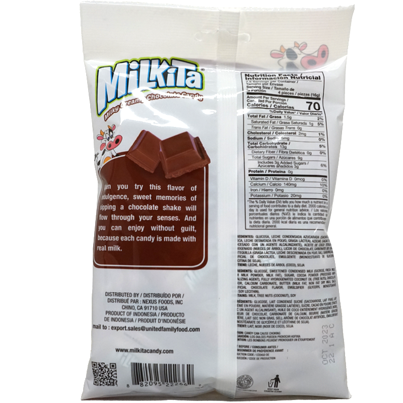 Back view of product which includes nutrition label and ingredients