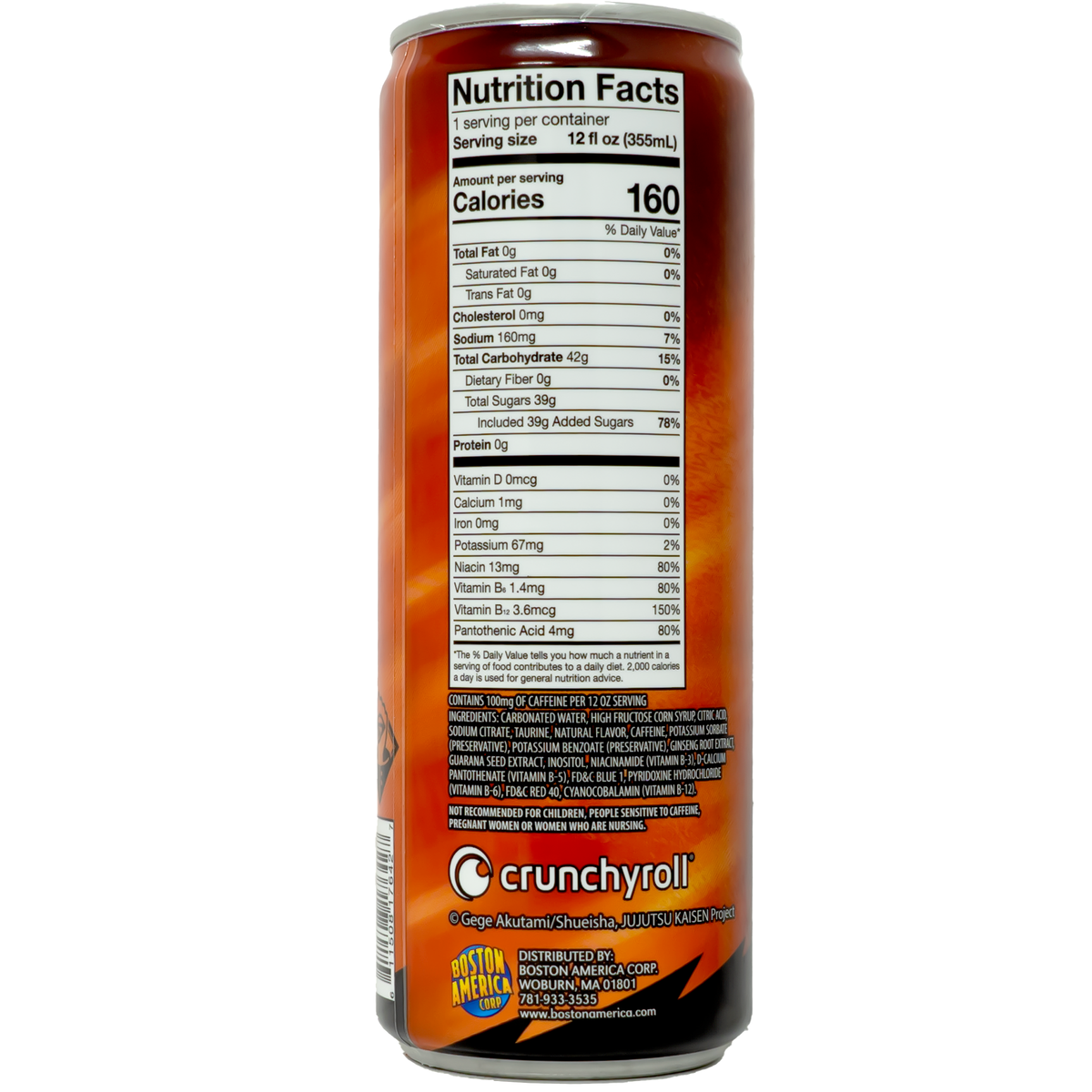 Back of can which includes nutrition label and ingredients