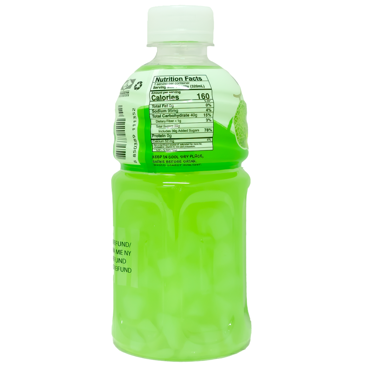 Back of bottle which includes nutrition label and ingredients