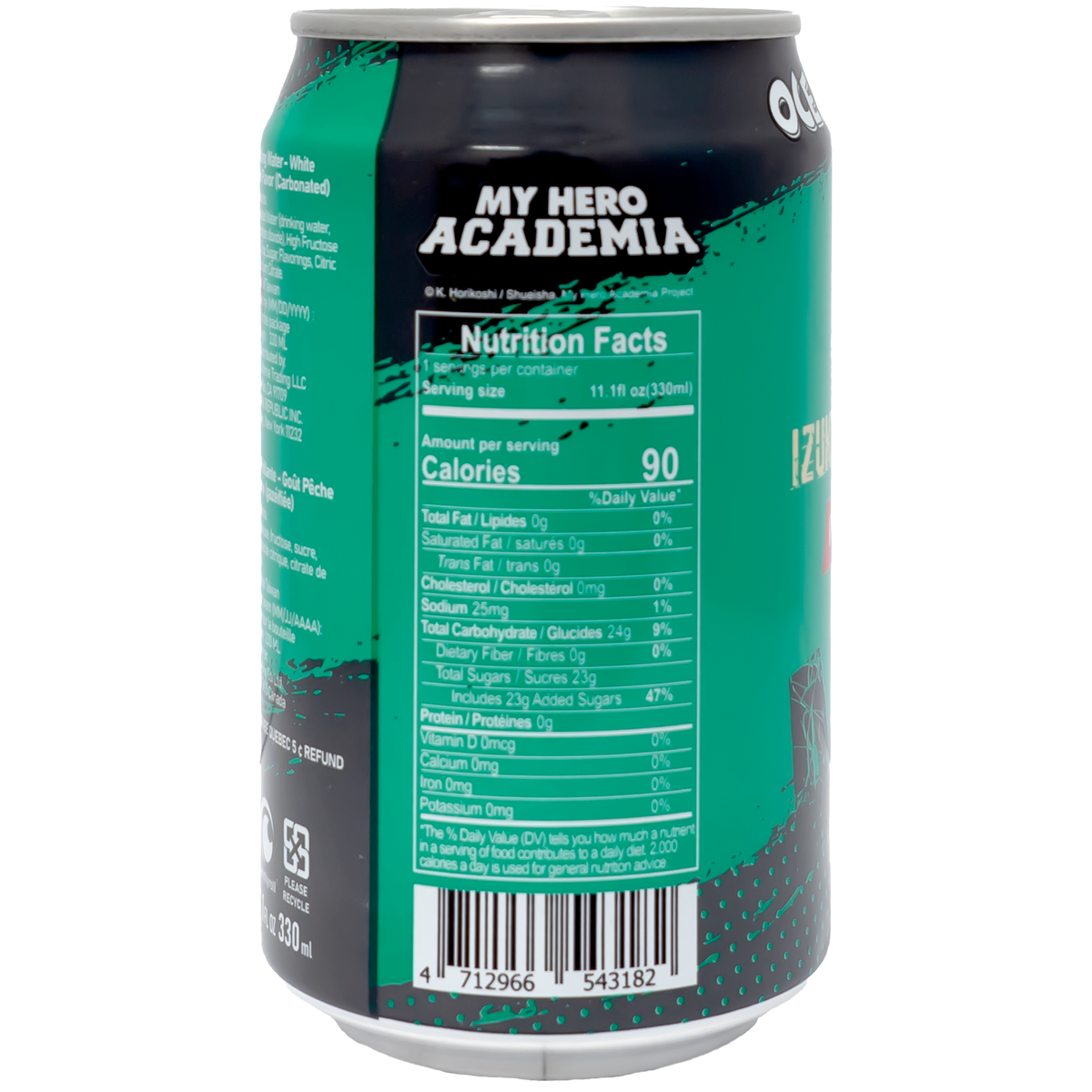 Back of can which includes nutrition label and ingredients