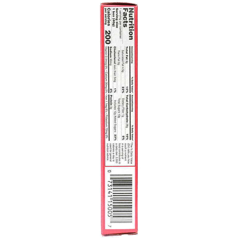 Back of product which contains nutrition label and ingredients