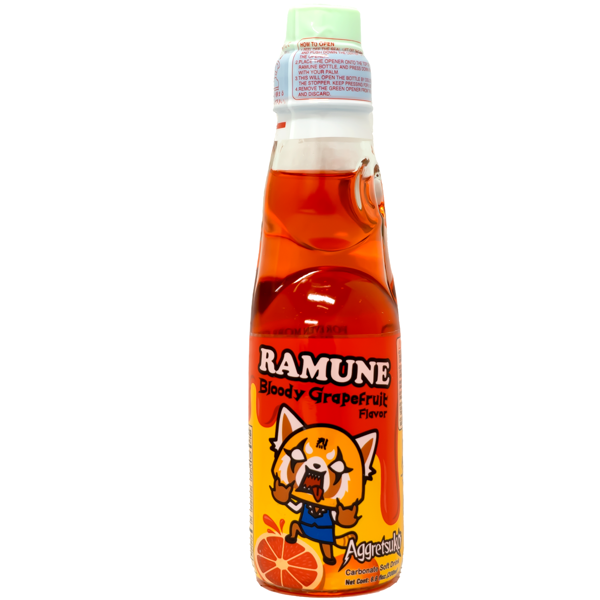 Front view of bottle. The bottle features dynamic and edgy graphics, reflecting the bold flavor within. Vivid images of grapefruits and energetic designs create a visually striking package that stands out on the shelf, appealing to those who love unique and adventurous flavors.