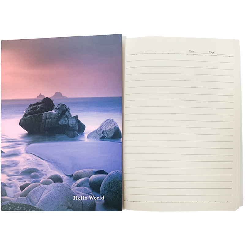 View of a single notebook that is open