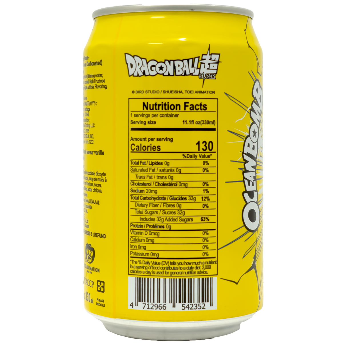 Back of can which includes nutrition label and ingredients